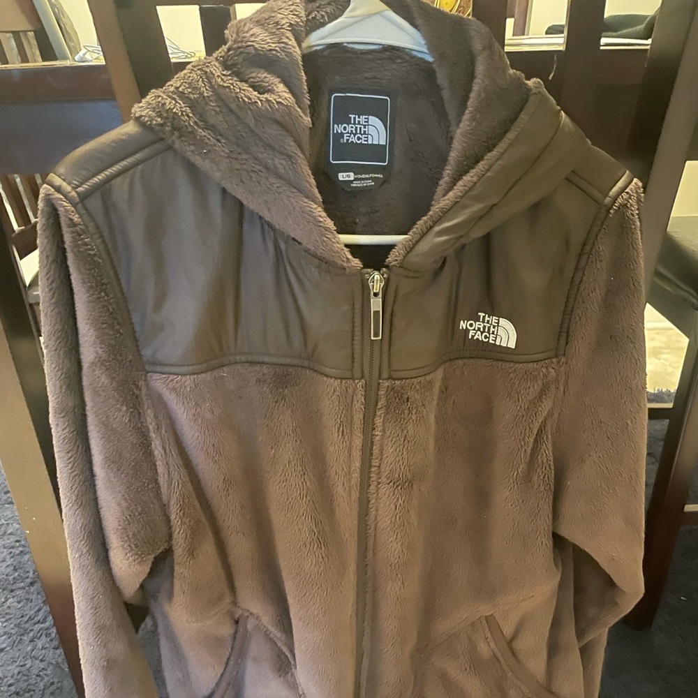 Brown Fuzzy North Face Jacket